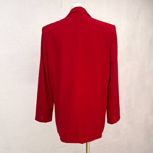 Vintage Dumas 100% Wool Women's Holiday Red Blazer Large 8-10 / Made in the USA - Picture 14 of 16